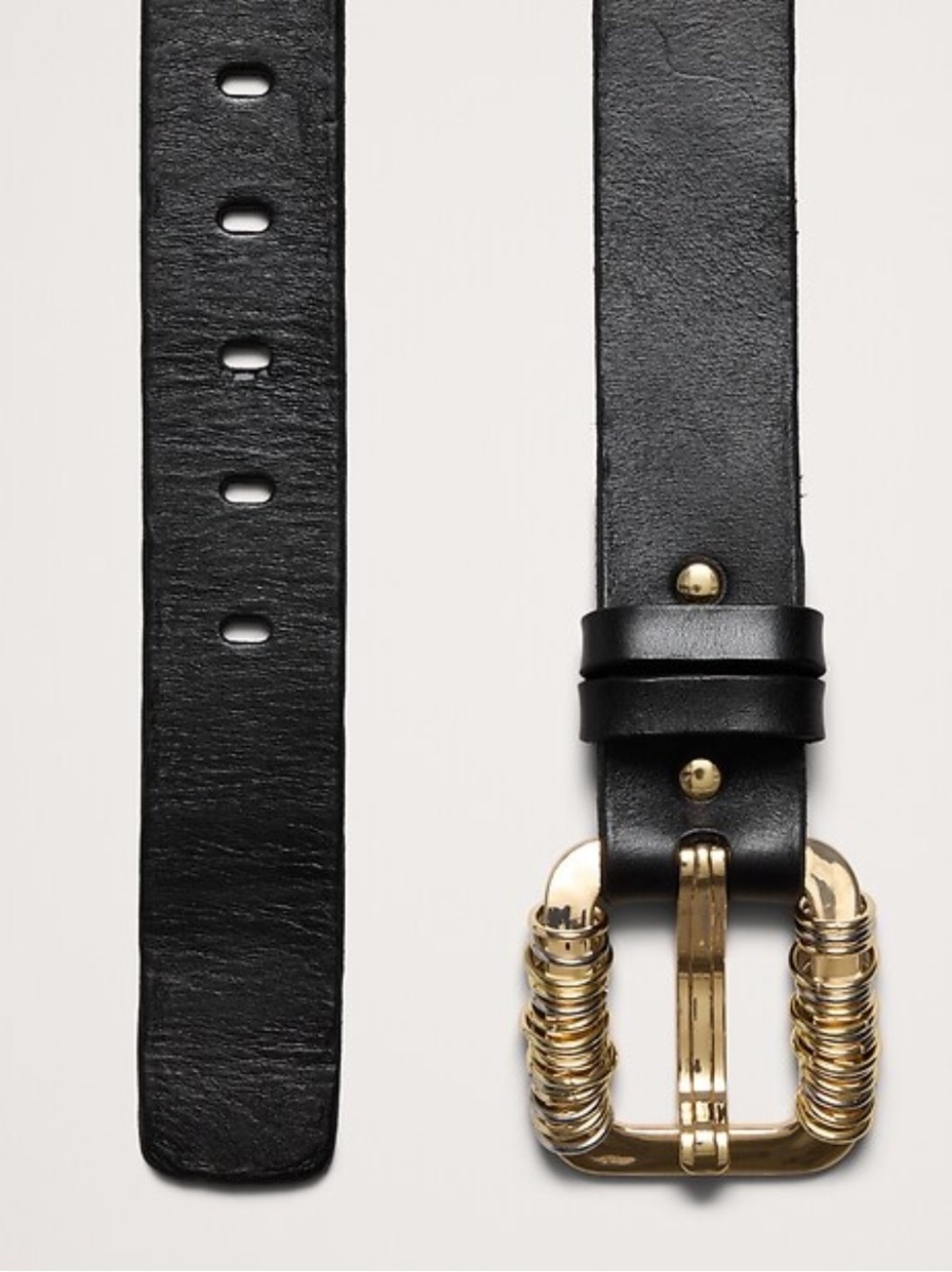 NWT BANANA REPUBLIC Leather Multi Ring Accent Buckle Belt